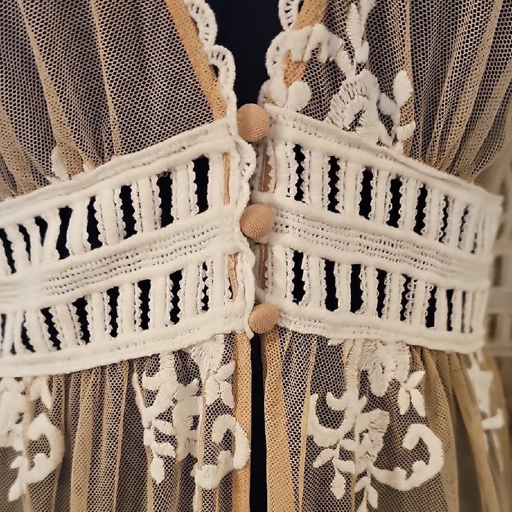 Forever 21 Cream Floral Lace Maxi Duster Kimono - Picture 5 of 9